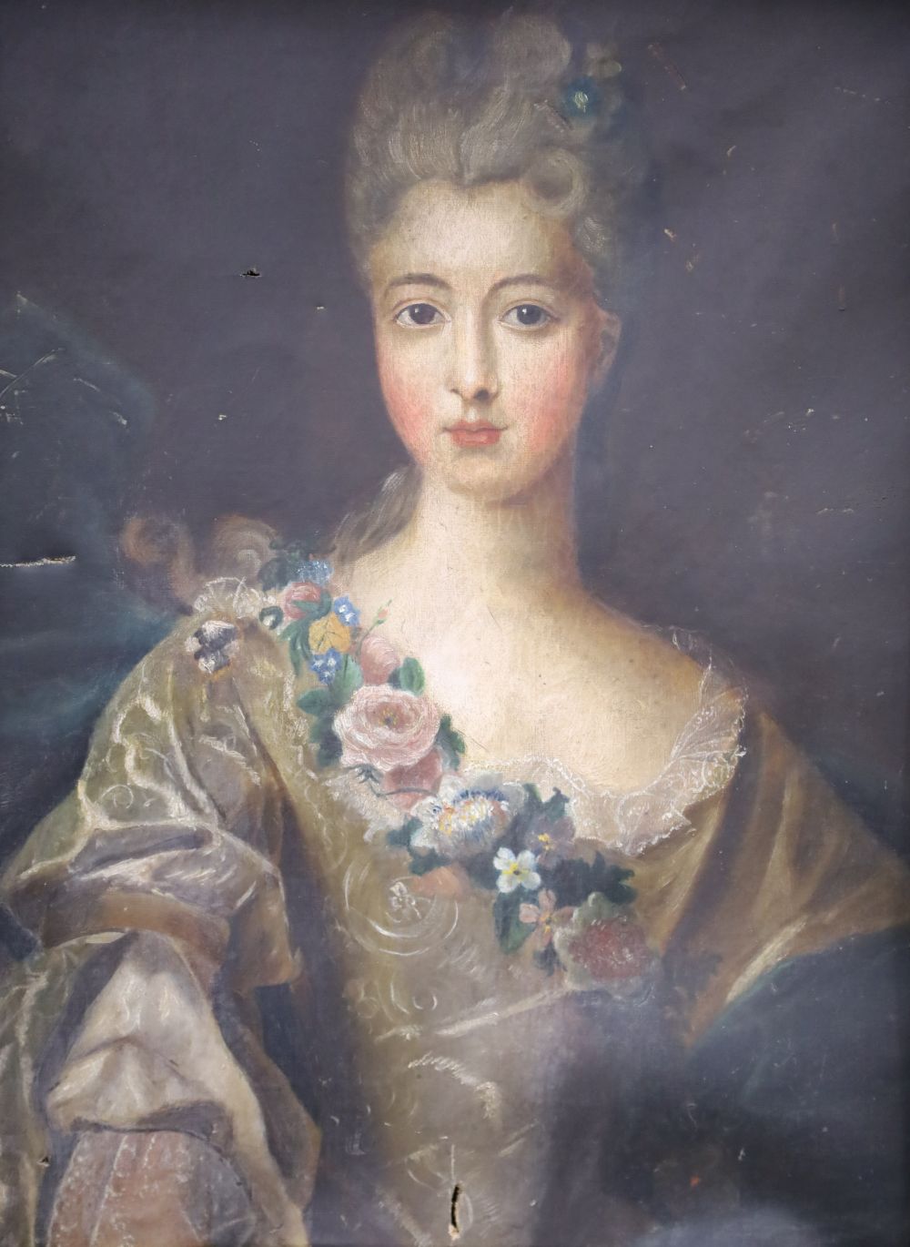 19th century French School, oil on canvas, Portrait of a lady, 64 x 48cm
